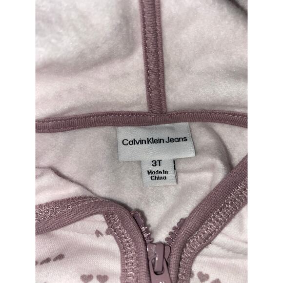 NWT Calvin Klein Jeans Pink Purple Logo Girls 3T Long Sleeve Front Zip Hoodie - Picture 7 of 10